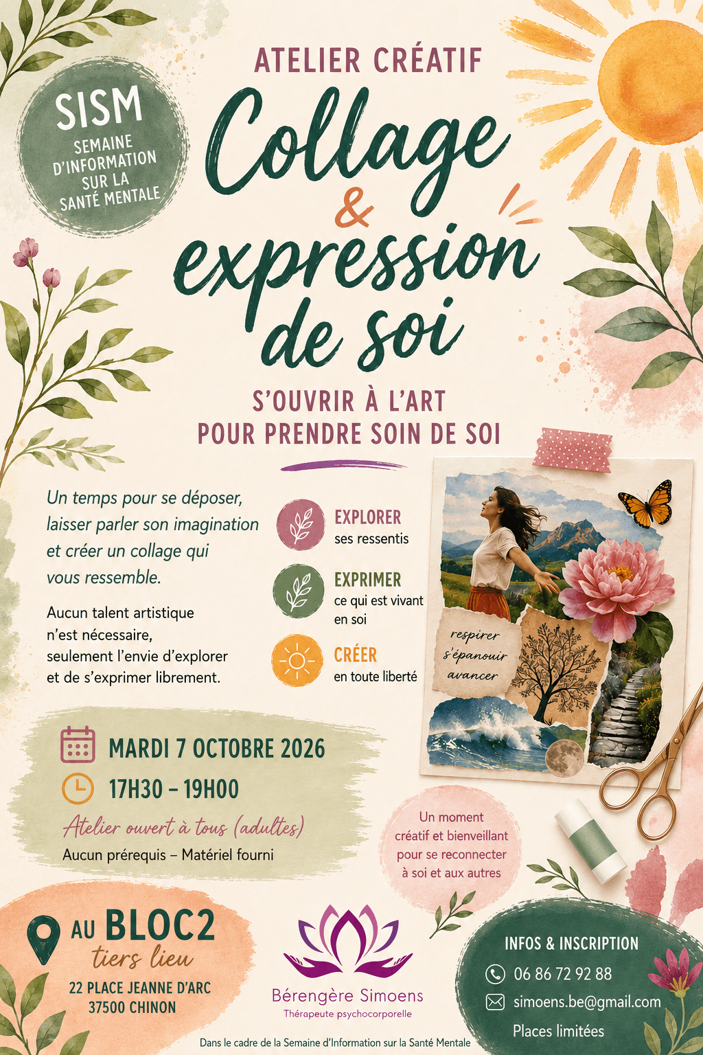 Collage & expression de soi : s'ouvrir à l'art pour pendre soin de soi 7 Affiche atelier collage SISM 20262